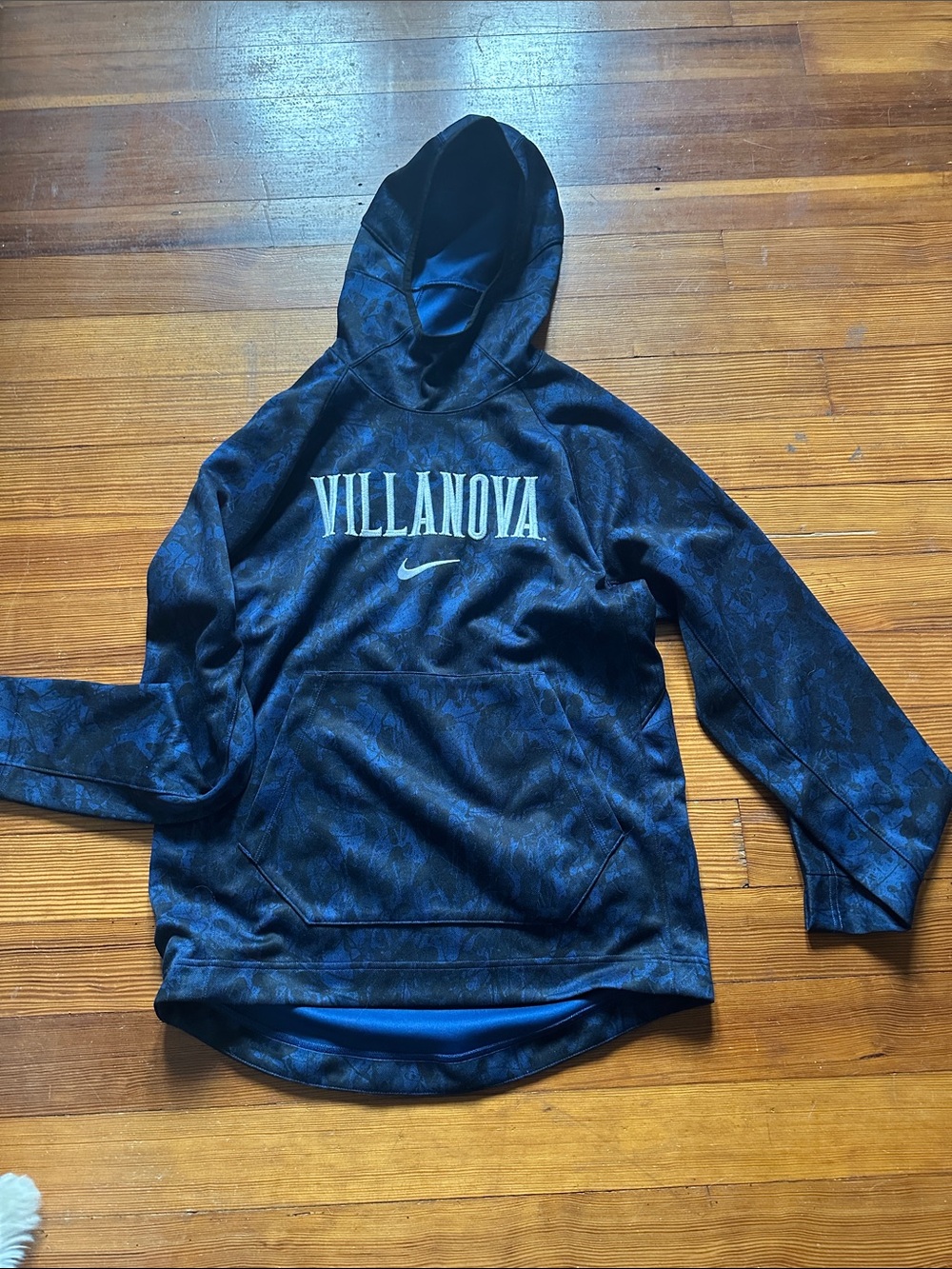 Nike Villanova Navy and White Dri-Fit Pullover Hoodie- Medium